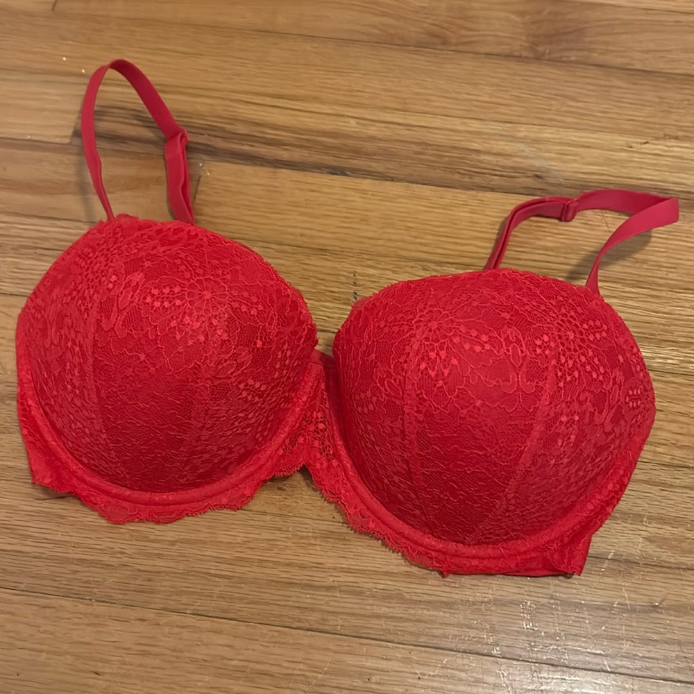 Red Lace Vs Date Push-Up Bra (36dd) - image 1
